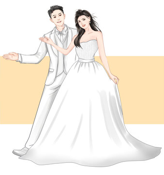 婚禮新人卡通形象