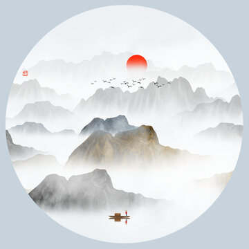 圓形山水畫