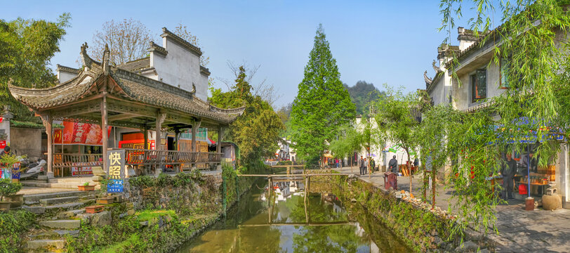 绩溪龙川水街全景图