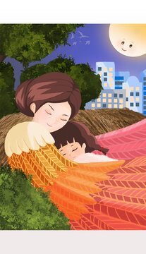 親子親情母子母親游子歸家鳥巢