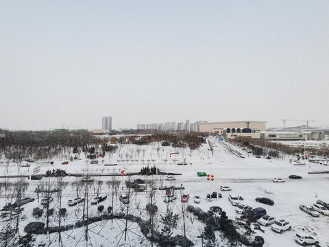 石家庄正定俯瞰雪景