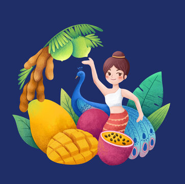 云南水果包裝插畫