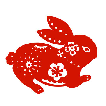 手繪卡通剪紙兔子兔年免摳元素