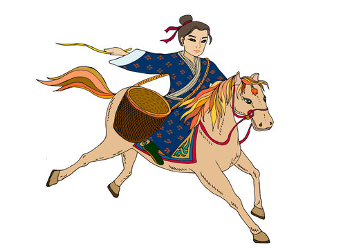 古裝騎馬插畫
