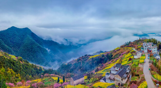 歙縣石潭全景圖