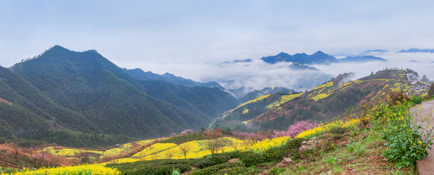 歙县石潭北山村全景图