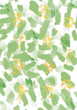 绿黄色花朵仙人掌印花图案