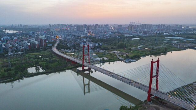 航拍凤台淮河大桥