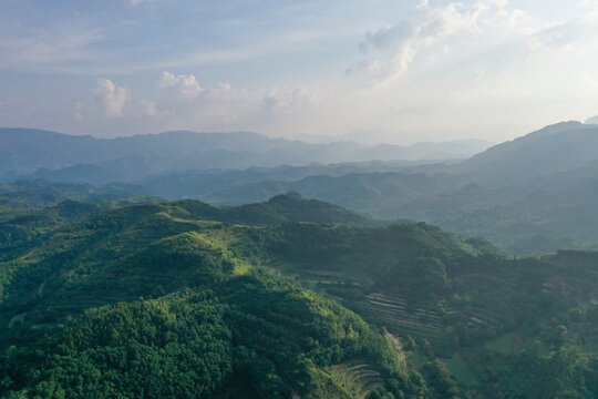 航拍宝鸡大水川风景区南由古城