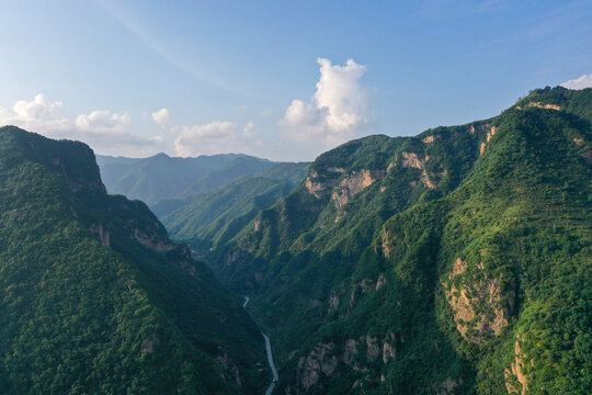 航拍宝鸡大水川风景区南由古城