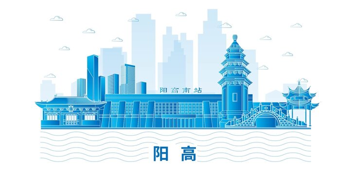 陽高縣科技地標建筑背景展板