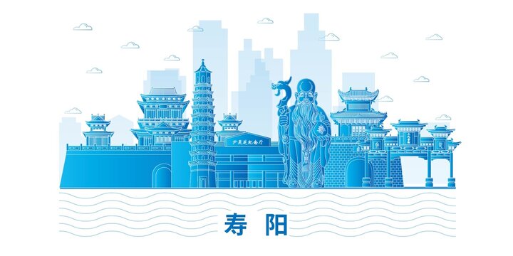 寿阳县科技地标建筑背景展板
