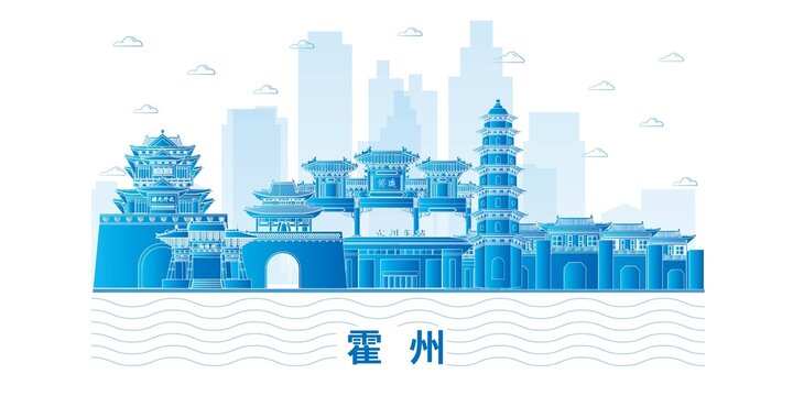 霍州市科技地標(biāo)建筑背景展板