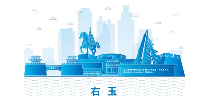 右玉縣科技地標(biāo)建筑背景展板
