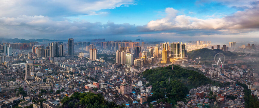 中山市城市日出风光