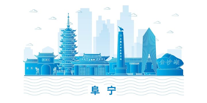 阜寧縣科技地標建筑背景展板