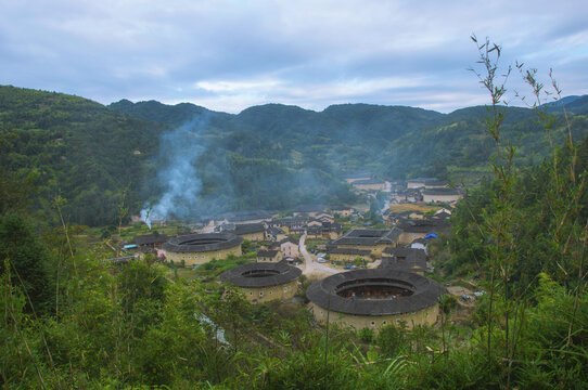 河坑土楼群旅拍俯视