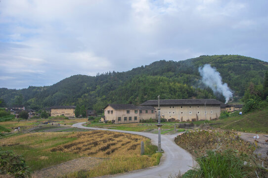 南靖河坑乡村冬季风光