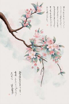 古風(fēng)蘋(píng)果花插畫(huà)