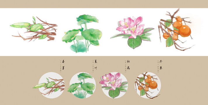 春芽夏葉秋花冬果