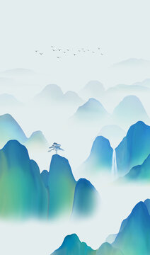 青綠山水國畫