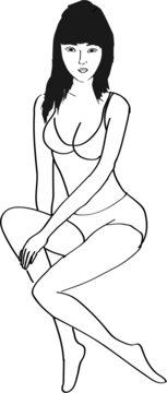 線條畫美女