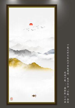 水墨山水壁畫