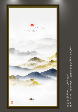 水墨乡村风景挂画壁画