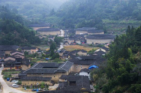 漳州河坑土楼群风光