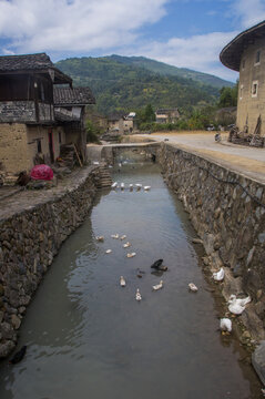 漳州市河坑土楼村小溪风光