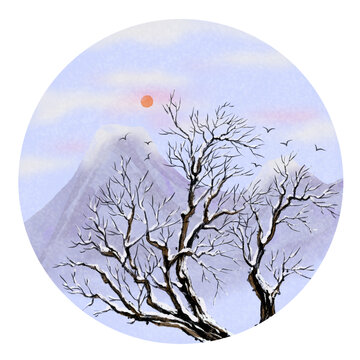 冬天雪景裝飾畫