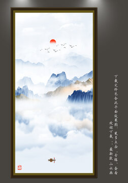 禅意水墨山水画