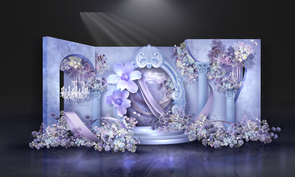 蓝紫色浪漫欧式婚礼效果图