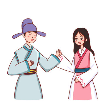 卡通梁山伯與祝英臺免摳元素