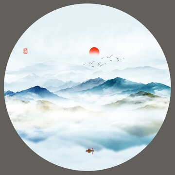 新中式水墨山水畫