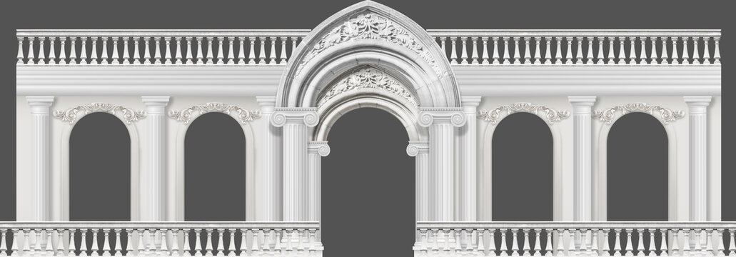 欧式白色罗马拱门背景喷绘素材