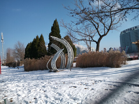 月亮岛初雪