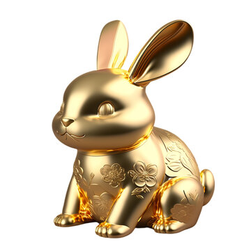 3D立體黃金兔子