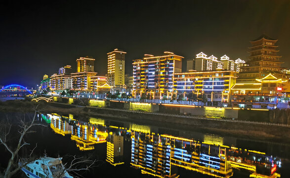 贵州锦屏水上城市夜景