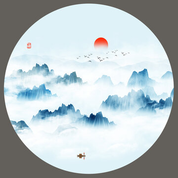 水墨山
