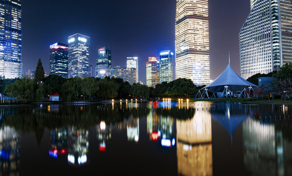 上海陆家嘴夜景城市建筑