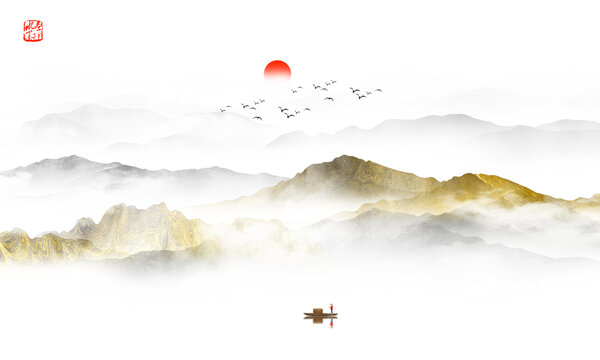 水墨山