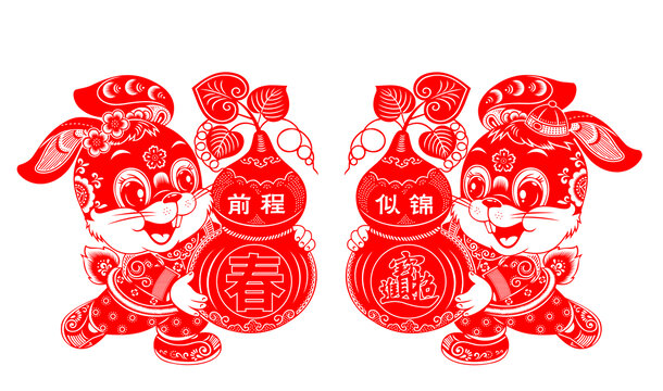 兔年窗花剪紙