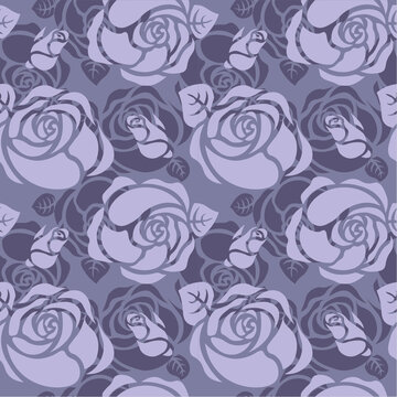 紫色玫瑰花印花圖案