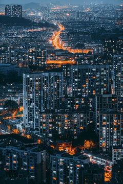辽宁大连城市建筑风光夜景