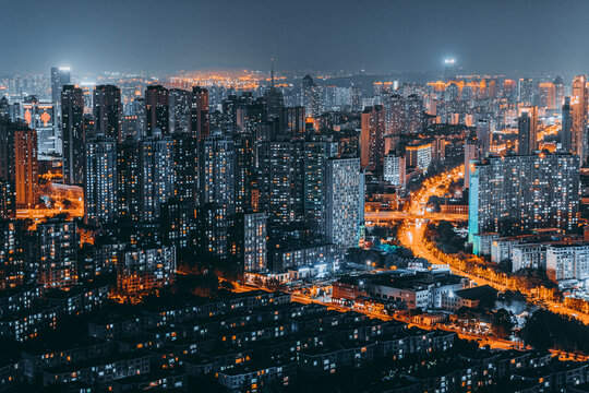 辽宁大连城市建筑风光夜景