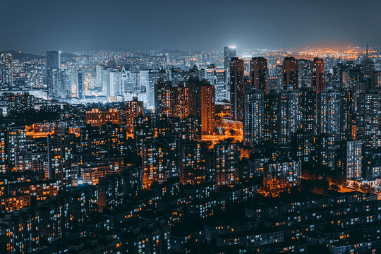 辽宁大连城市建筑风光夜景