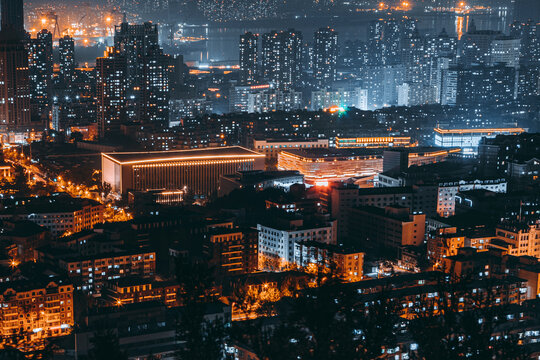 辽宁大连城市建筑风光夜景