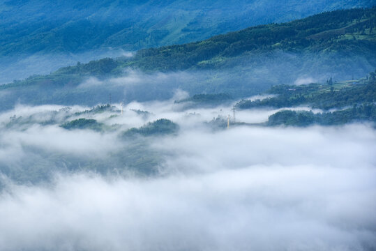 生态自然青山雾景