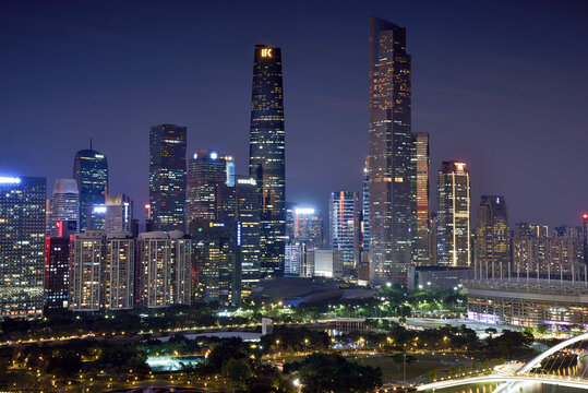 广州珠江新城建筑风光夜景